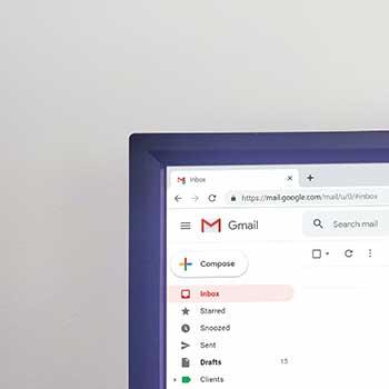 Gmail user interface on screen